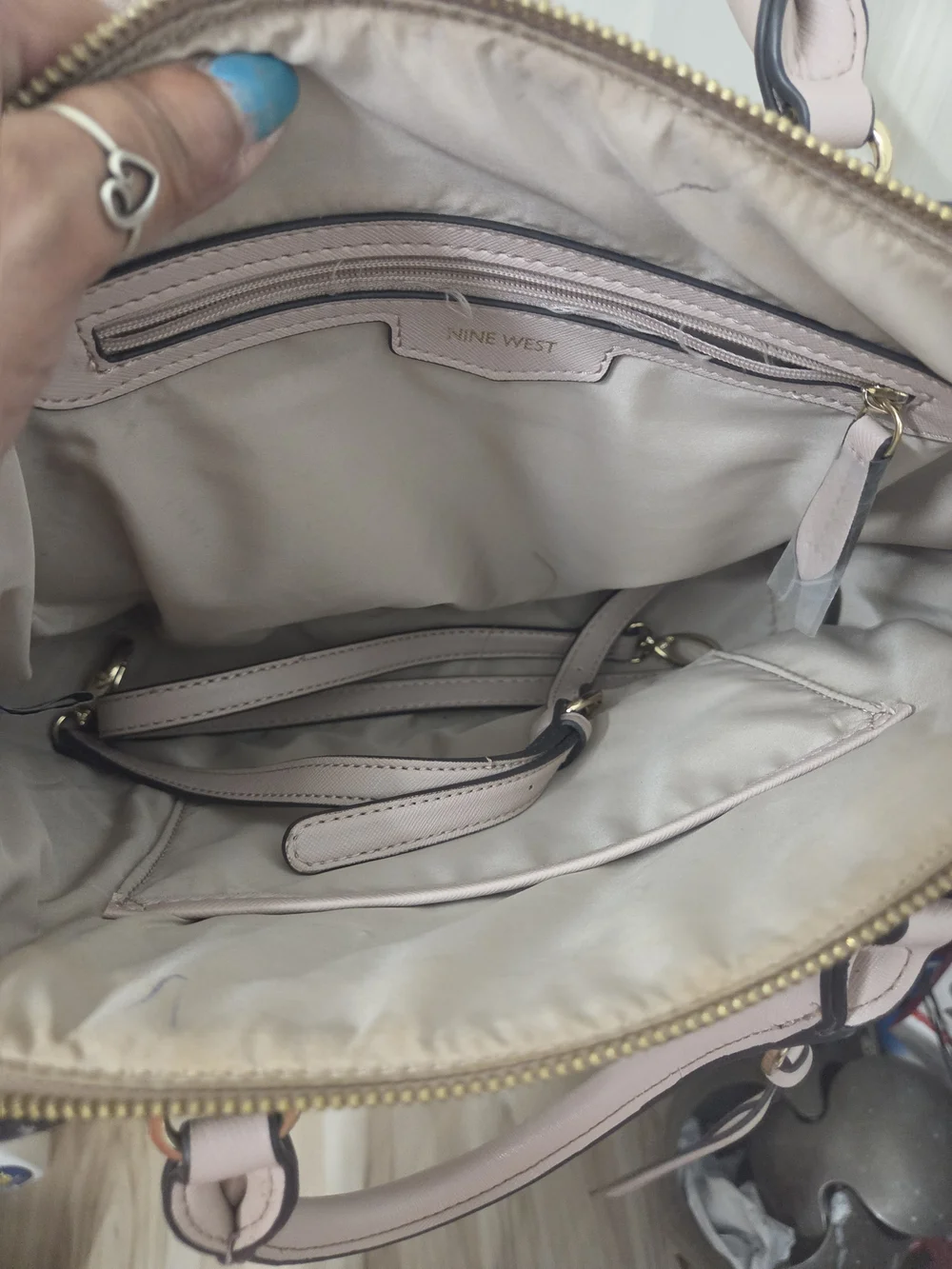 Nine West Light Pink Saffiano Satchel with Tassel Charm